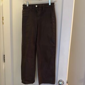 LAGENCE waxed chocolate brown straight-Leg jeans